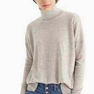 J. Crew 365 Merino Wool Turtleneck Sweater with Side Slits XXS Gray Oversized